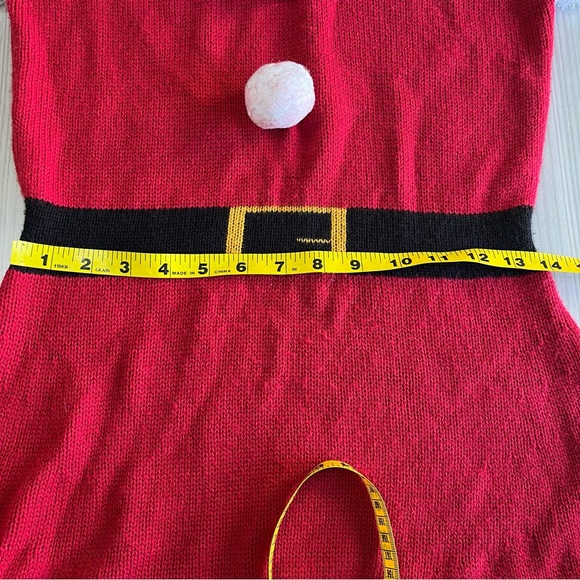 Planet Gold Red/White Acrylic Santa Mrs. Claus Short Casual Sweater Dress Med - Picture 4 of 7